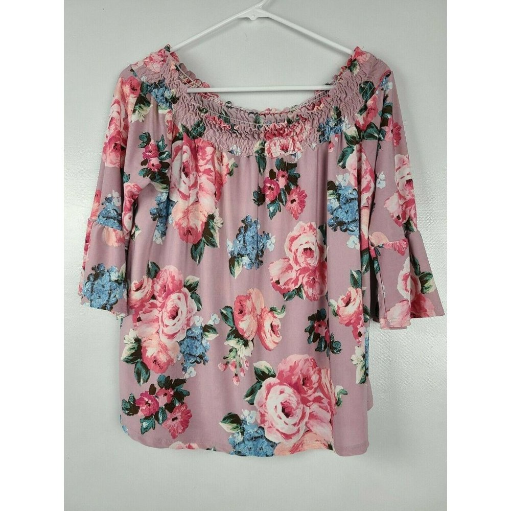 Threads Studio Pink Floral Off Shoulder Blouse